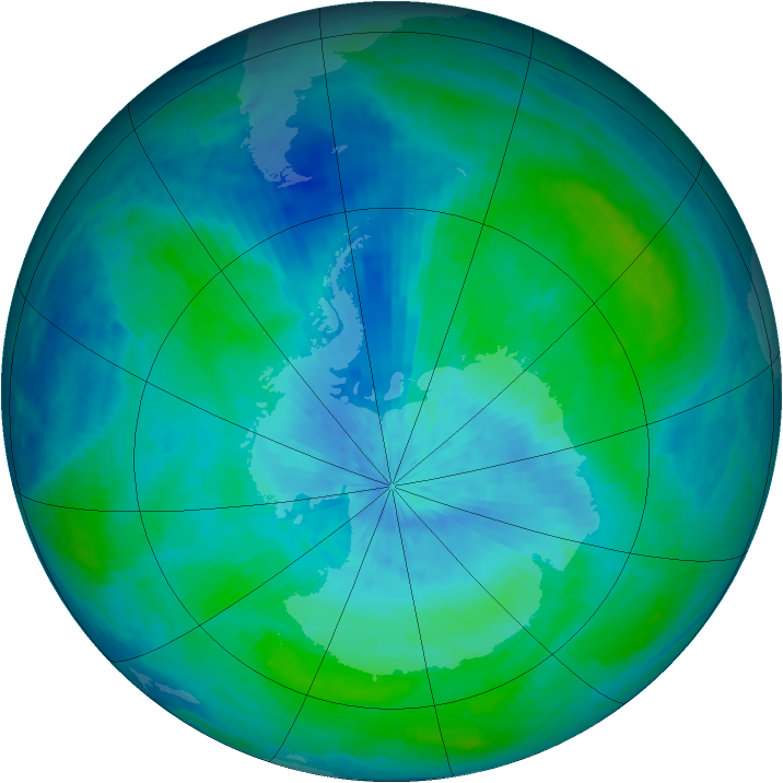 Antarctic ozone map for 27 February 2004